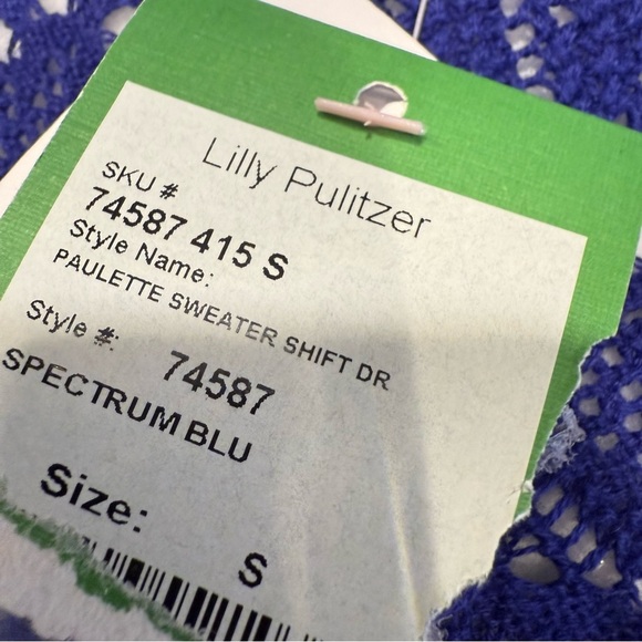 Lilly Pulitzer Royal Blue Dress Crochet Cotton Scoop Neck  Short Sleeve Sz S NEW - Picture 5 of 12